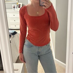 Stylish Women's Rust Long Sleeve Top